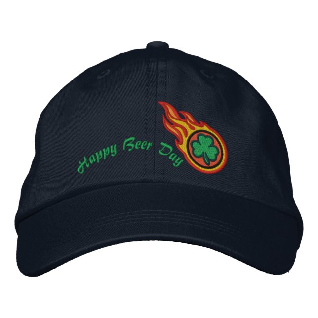 Personalized Racing Flames Irish Bullet Badge Embroidered Baseball Hat (Front)