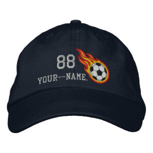 Personalized Racing Flames Soccer Bullet Badge Embroidered Baseball Hat