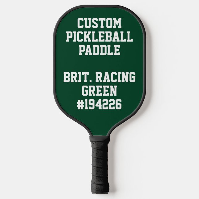 Personalized RACING GREEN custom pickleball paddle (Front)
