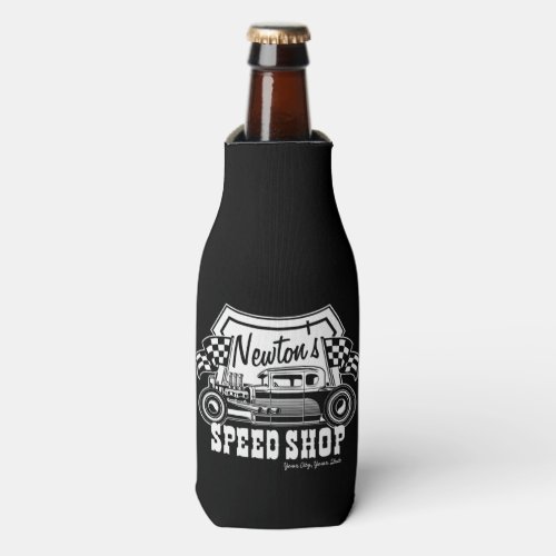 Personalized Racing Hot Rod Speed Shop Garage    Bottle Cooler