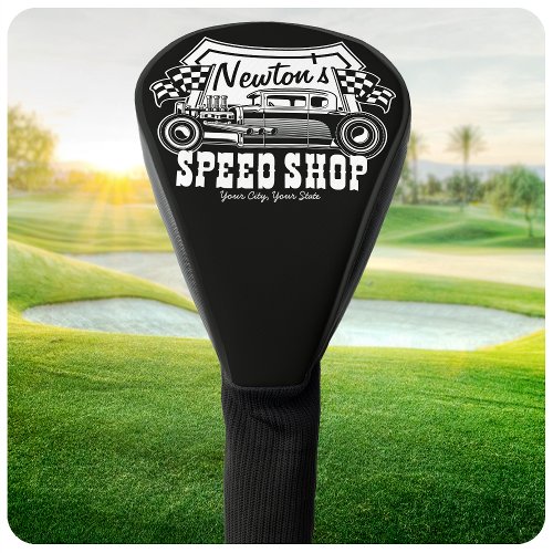 Personalized Racing Hot Rod Speed Shop Garage   Golf Head Cover