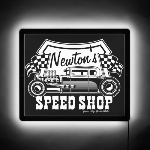 Personalized Racing Hot Rod Speed Shop Garage    LED Sign