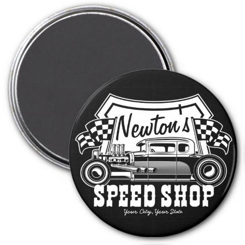 Personalized Racing Hot Rod Speed Shop Garage  Magnet