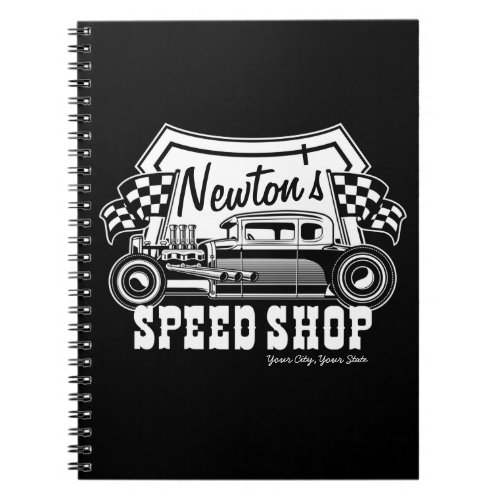 Personalized Racing Hot Rod Speed Shop Garage   Notebook