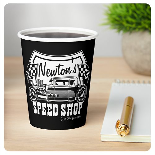 Personalized Racing Hot Rod Speed Shop Garage   Paper Cups
