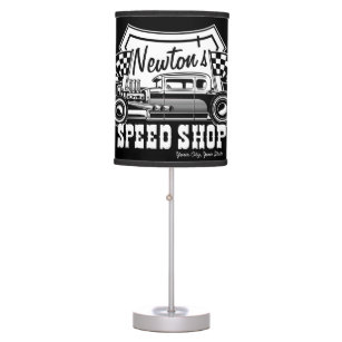 Personalized Racing Hot Rod Speed Shop Garage   Table Lamp