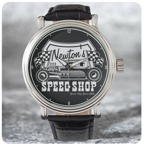 Personalized Racing Hot Rod Speed Shop Garage Watch