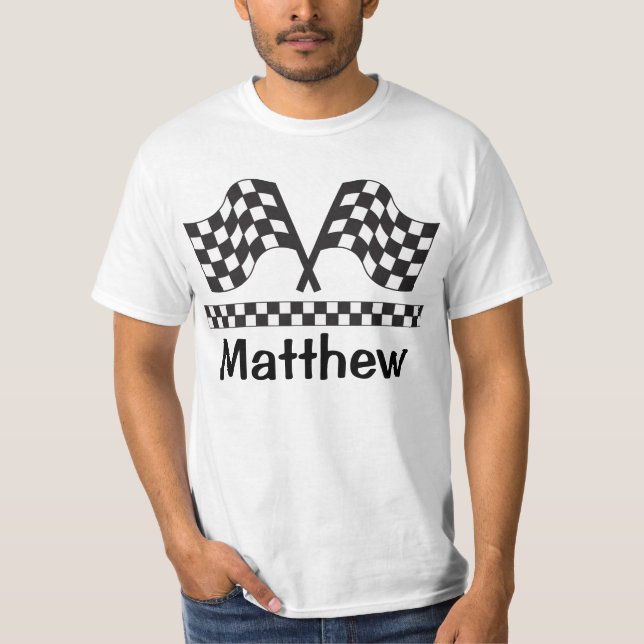 Personalized Racing Rally Flag Tee Shirt Gift (Front)