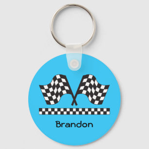 Personalized Racing Rally Flags Gift Keychain