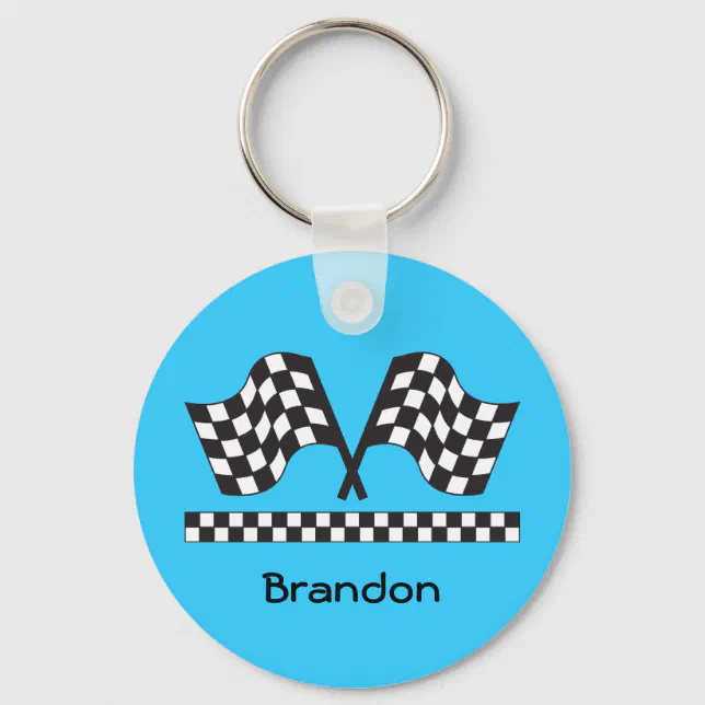 Personalized Racing Rally Flags Gift Keychain | Zazzle