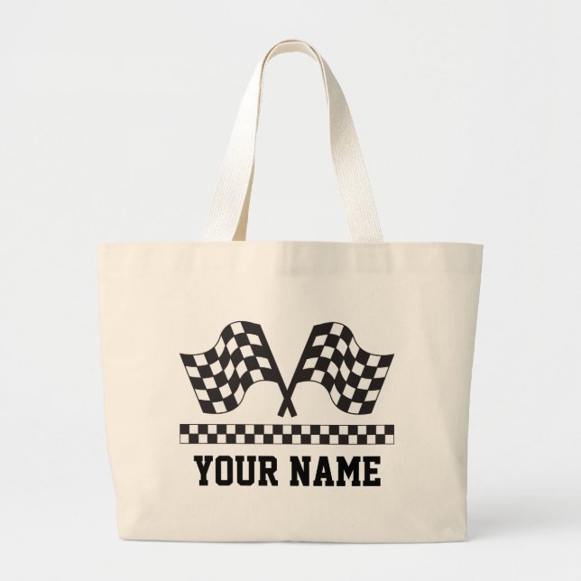 Personalized Racing Rally Flags Gift Large Tote Bag (Front)