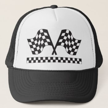 Personalized Racing Rally Flags Gift Trucker Hat by MainstreetShirt at Zazzle