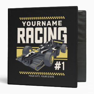 Personalized Racing Team Fast Race Car Driver  3 Ring Binder