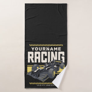 Personalized Racing Team Fast Race Car Driver Bath Towel Set