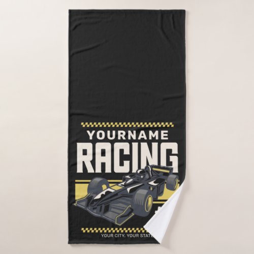 Personalized Racing Team Fast Race Car Driver  Bath Towel Set