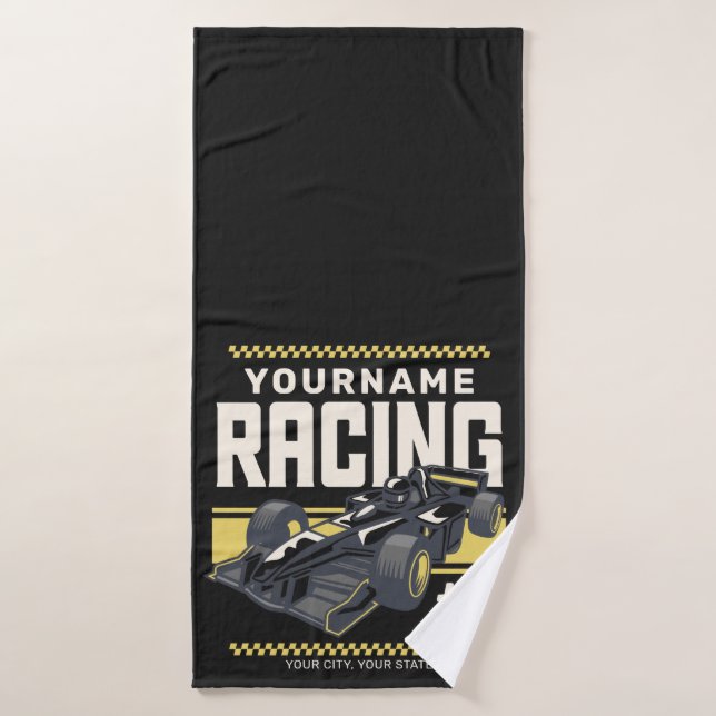 Personalized Racing Team Fast Race Car Driver  Bath Towel Set (Bath Towel)