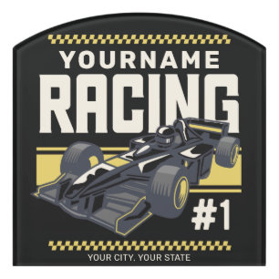 Personalized Racing Team Fast Race Car Driver Door Sign