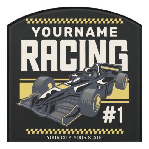 Personalized Racing Team Fast Race Car Driver  Door Sign