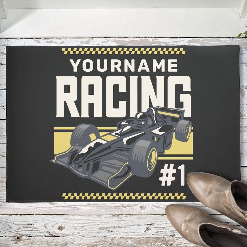 Personalized Racing Team Fast Race Car Driver  Doormat