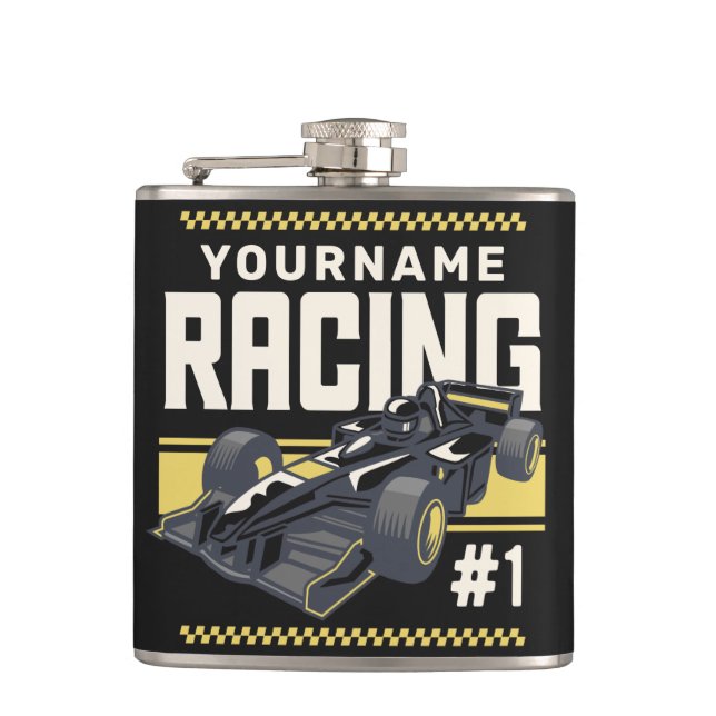 Personalized Racing Team Fast Race Car Driver  Flask (Front)