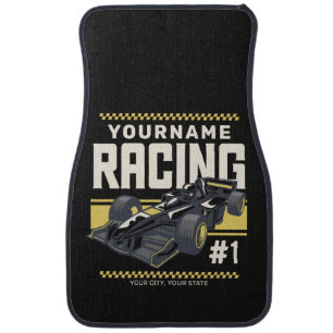 Personalized Racing Team Fast Race Car Driver  Floor Mat