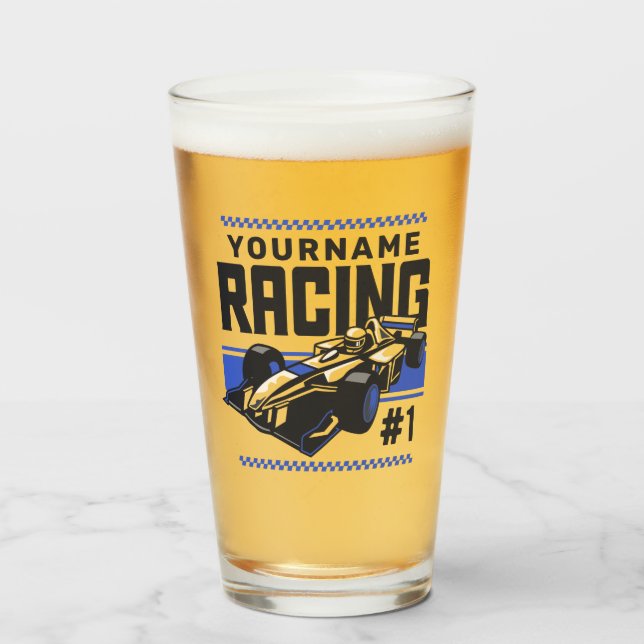 Personalized Racing Team Fast Race Car Driver  Glass (Front Filled)
