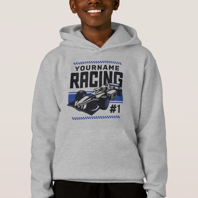 Personalized Racing Team Fast Race Car Driver  Hoodie (Front)