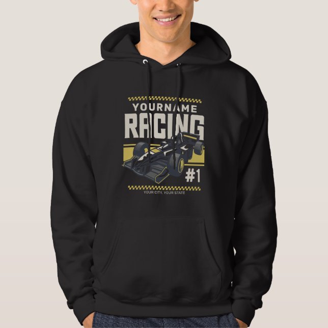 Personalized Racing Team Fast Race Car Driver  Hoodie (Front)