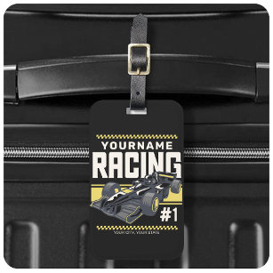 Personalized Racing Team Fast Race Car Driver Luggage Tag