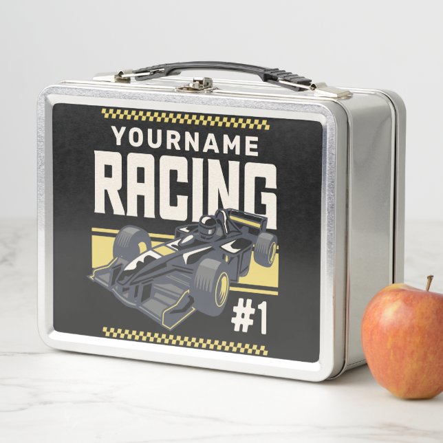 Personalized Racing Team Fast Race Car Driver  Metal Lunch Box (In Situ)