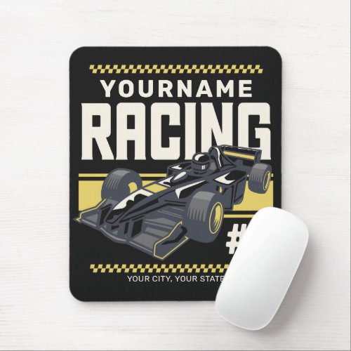 Personalized Racing Team Fast Race Car Driver  Mouse Pad