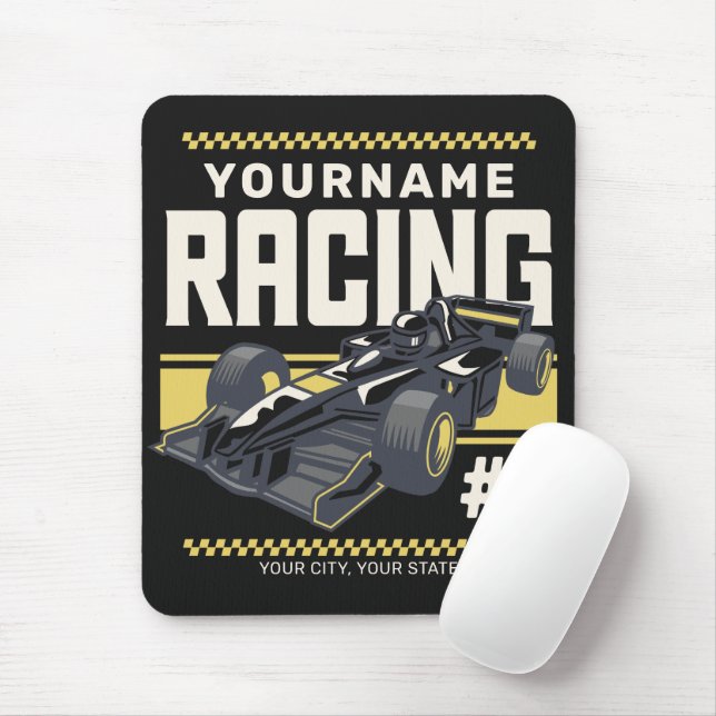 Personalized Racing Team Fast Race Car Driver  Mouse Pad (With Mouse)