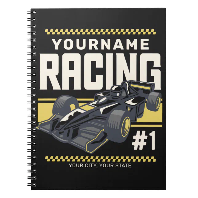 Personalized Racing Team Fast Race Car Driver Notebook | Zazzle