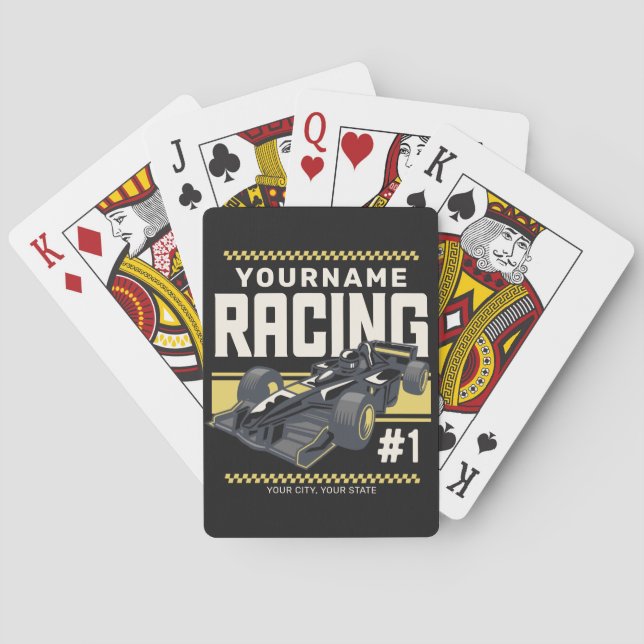 Personalized Racing Team Fast Race Car Driver  Poker Cards (Back)