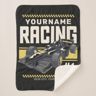 Personalized Racing Team Fast Race Car Driver Sherpa Blanket