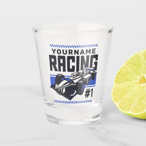 Personalized Racing Team Fast Race Car Driver  Shot Glass