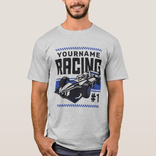 Personalized Racing Team Fast Race Car Driver  T_Shirt