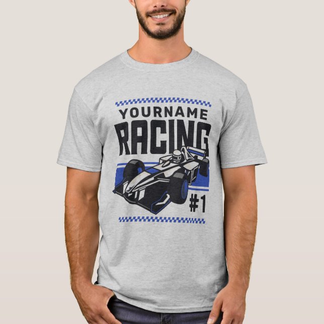 Personalized Racing Team Fast Race Car Driver  T-Shirt (Front)