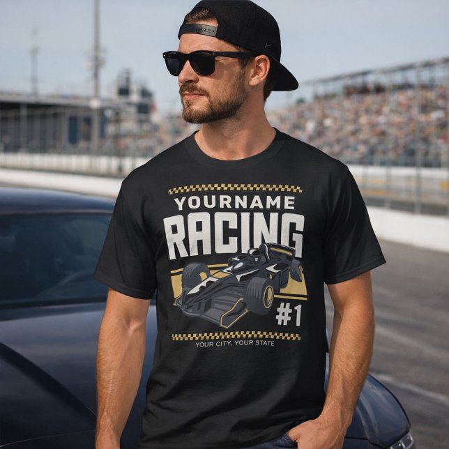 Personalized Racing Team Fast Race Car Driver  T-Shirt (Creator Uploaded)