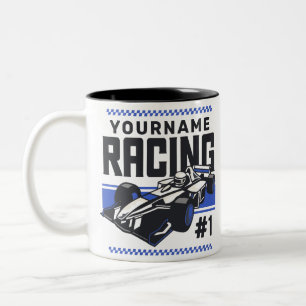 Personalized Racing Team Fast Race Car Driver Two-Tone Coffee Mug