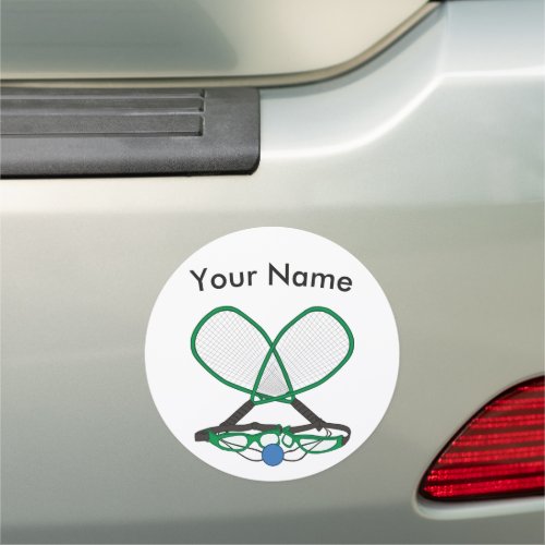 Personalized Racquetball Crossed Racquets Car Magnet