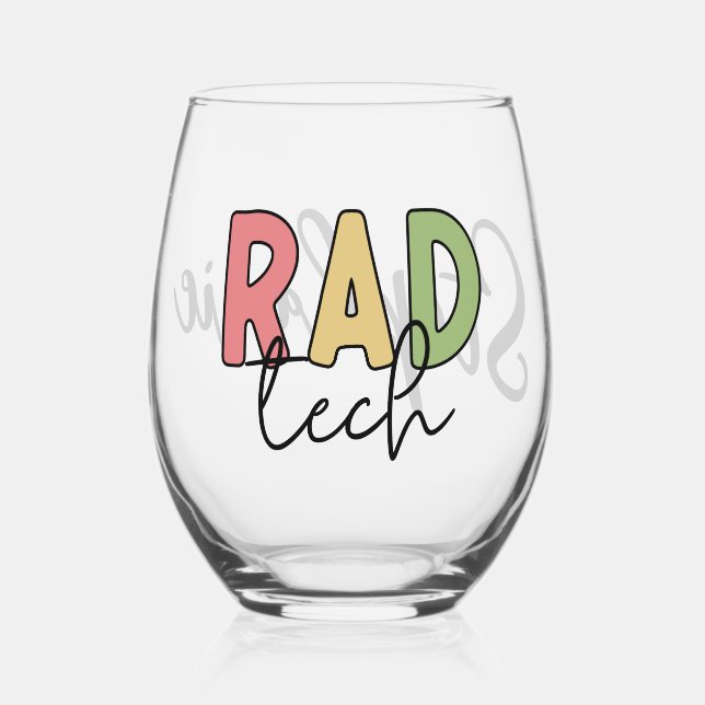 Personalized Rad Tech Radiologic Technologist Stemless Wine Glass (Front)