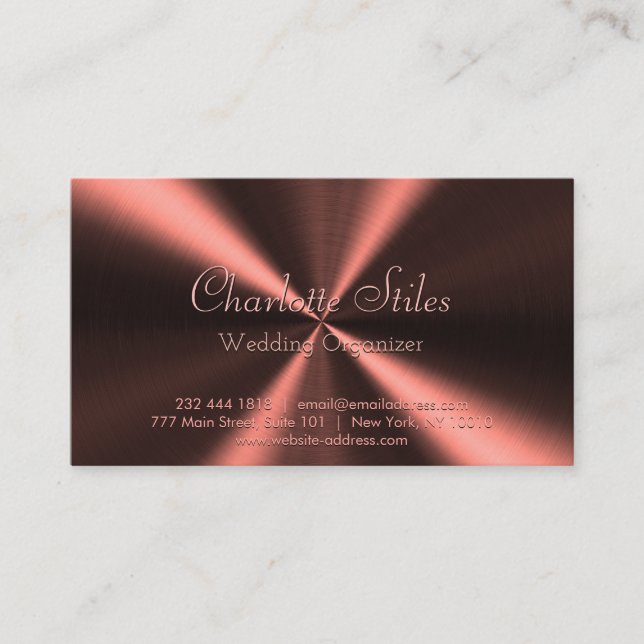 Personalized Radial Metallic Look - Copper Business Card (Front)