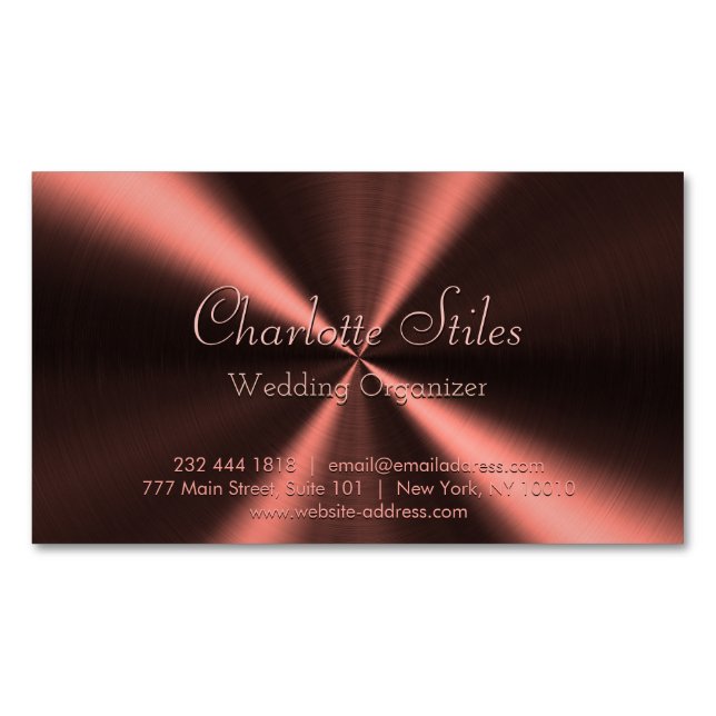Personalized Radial Metallic Look - Copper Business Card Magnet (Front)