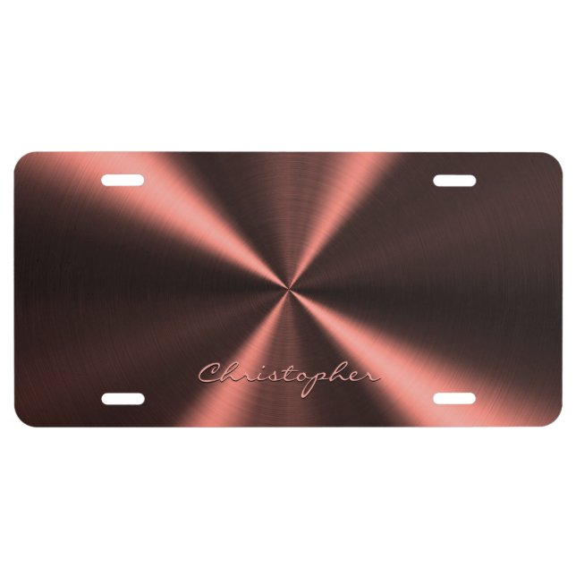 Personalized Radial Metallic Look - Copper License Plate (Front)
