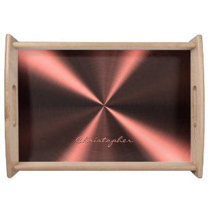 Personalized Radial Metallic Look - Copper Serving Tray