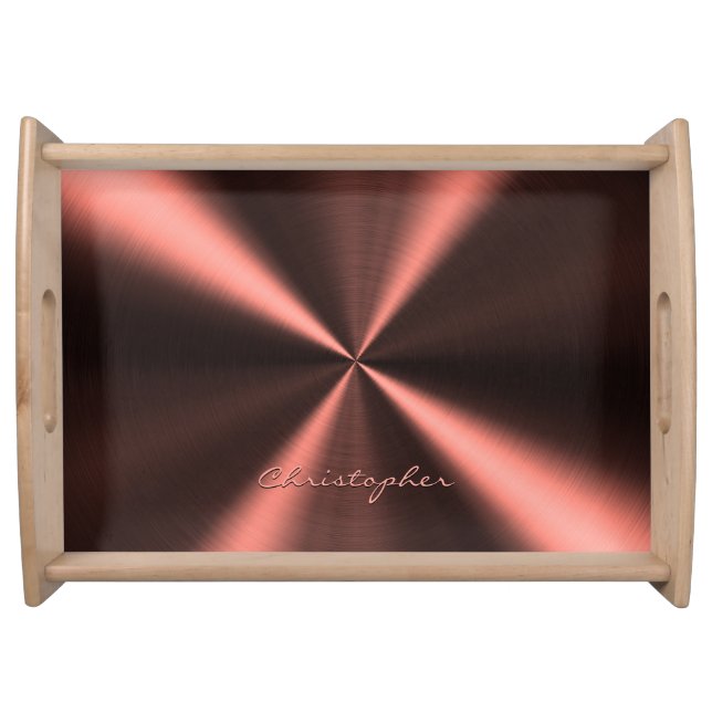 Personalized Radial Metallic Look - Copper Serving Tray (Front)