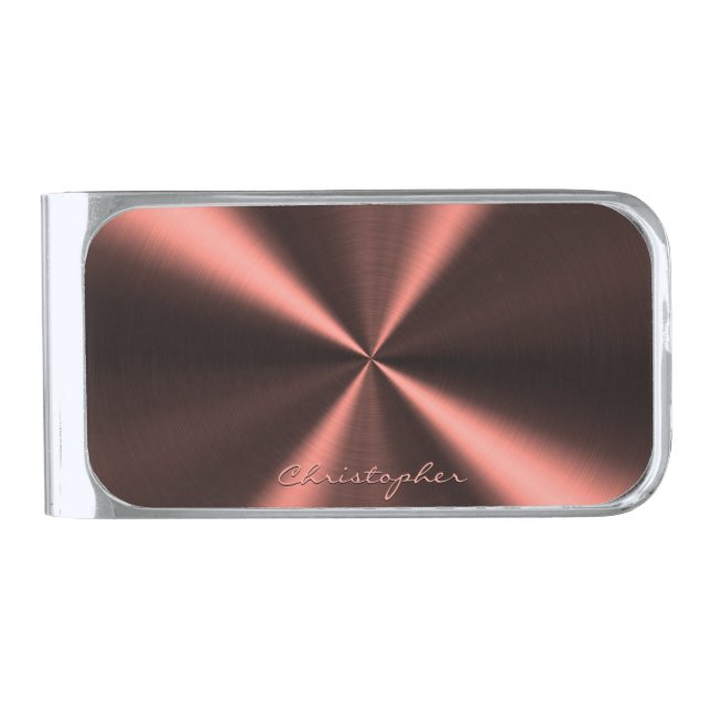 Personalized Radial Metallic Look - Copper Silver Finish Money Clip (Front)
