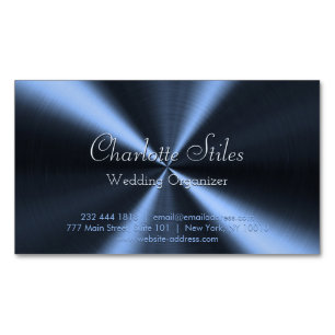 Personalized Radial Metallic Look - Dark Blue Business Card Magnet