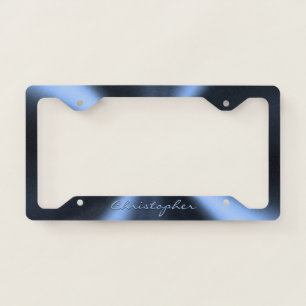 Personalized Radial Metallic Look - Dark Blue License Plate Frame